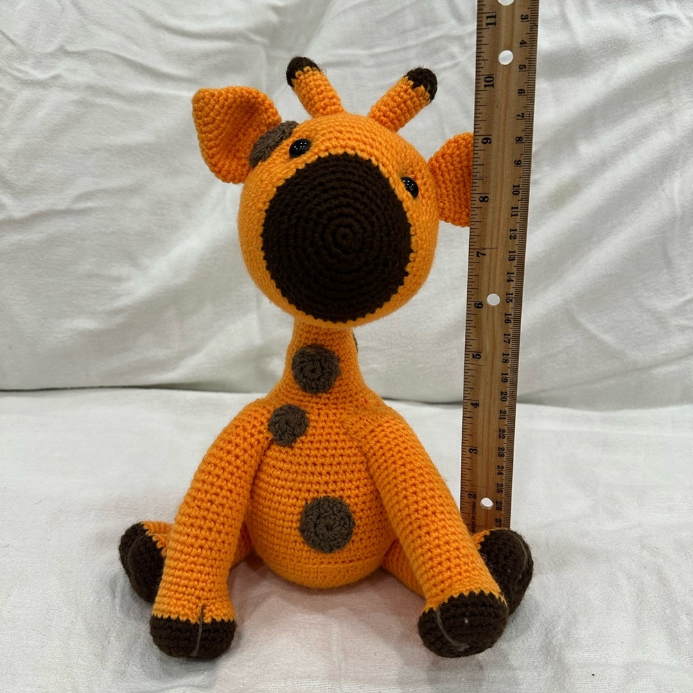Orange and Brown Giraffe Crochet Toy